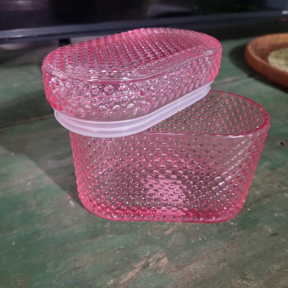 Pink Textured Glass Container - Picture 2 of 3